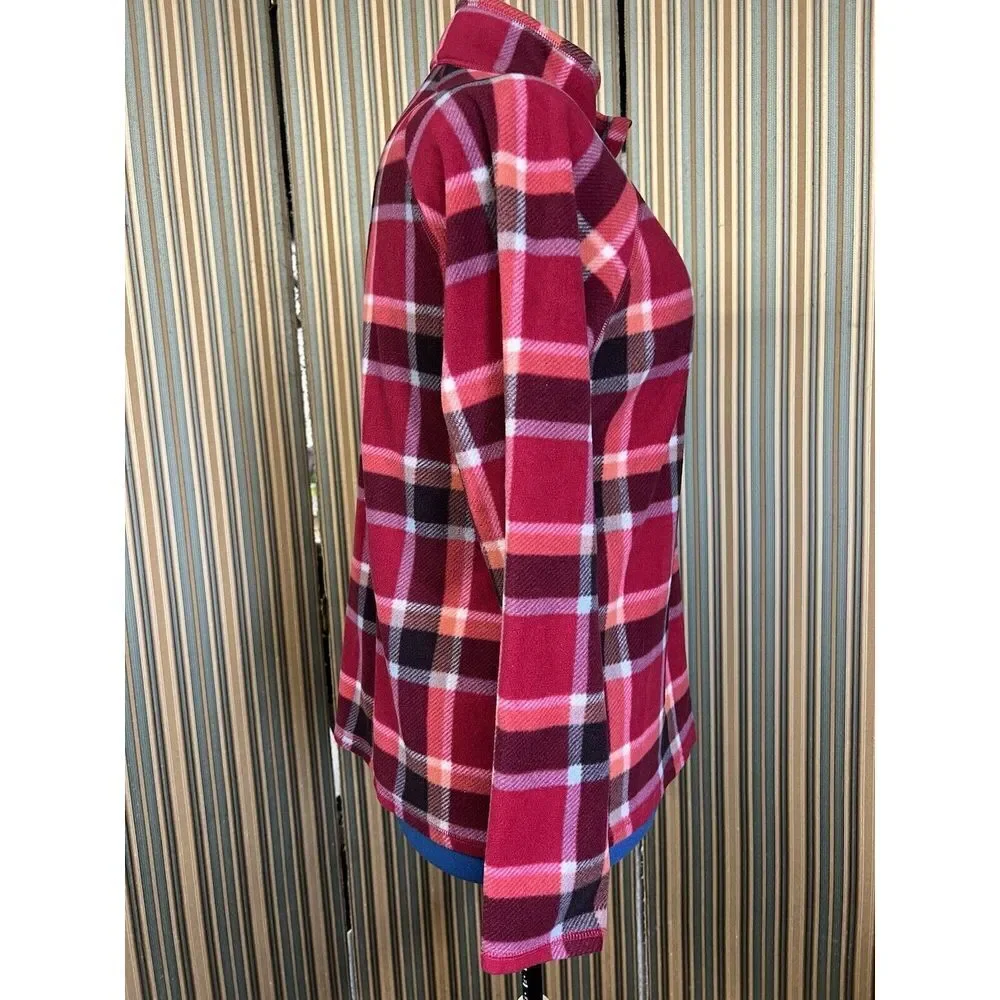 Eddie Bauer fleece 1/4 zip jacket Plaid Pink Woman’s Large